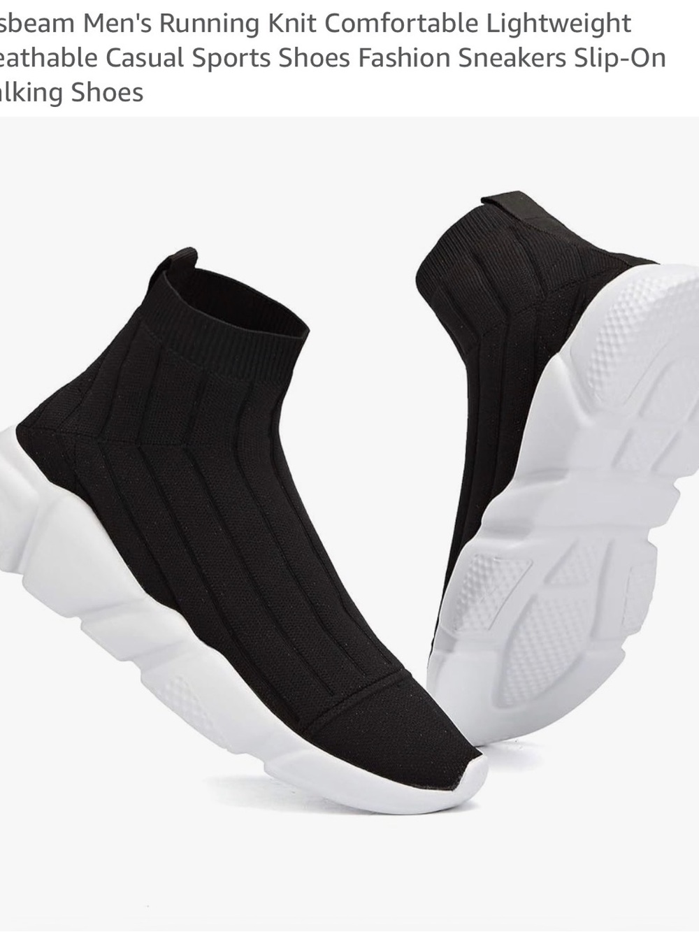 Black Knit Sock Sneakers with White Chunky Sole